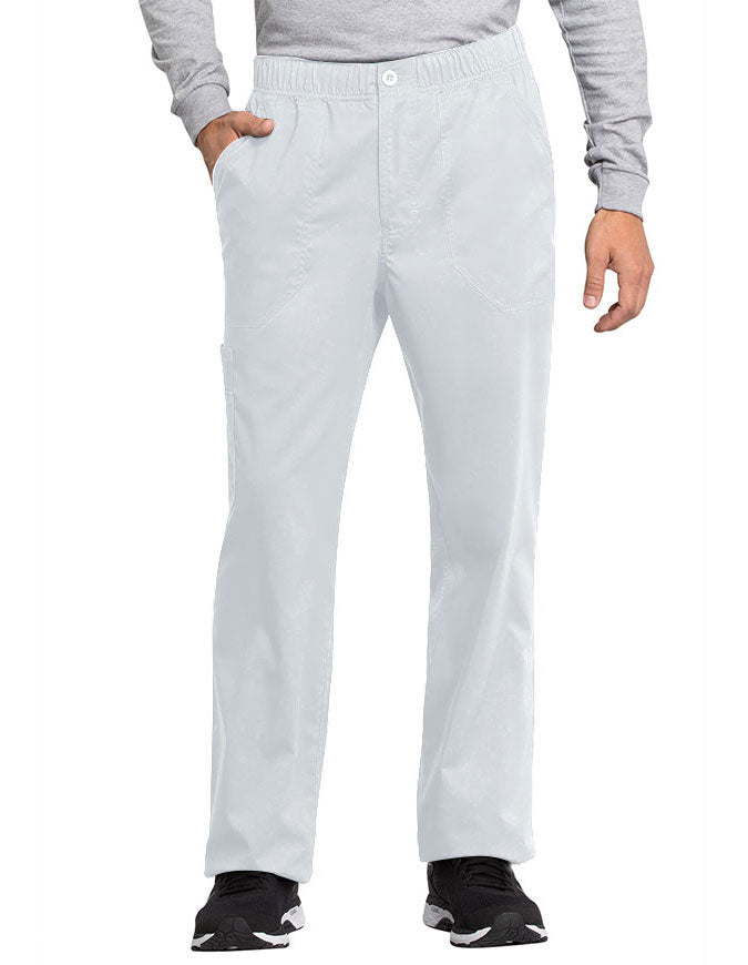 Cherokee Workwear Revolution Tech Men's Mid Rise Straight Leg Zip Fly Petite Pant White