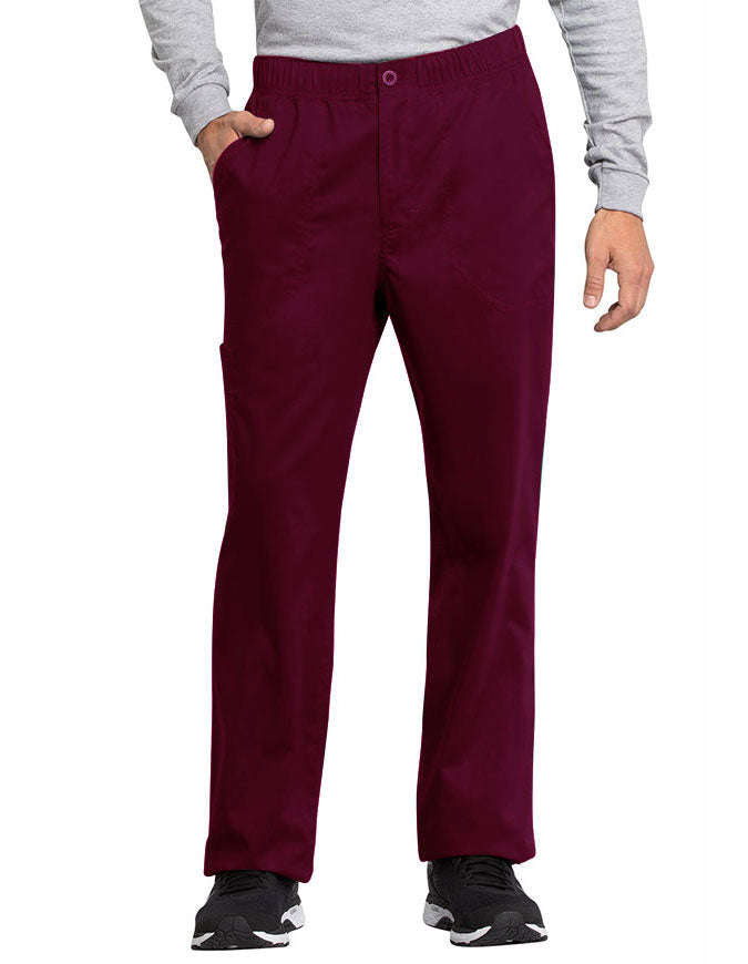 Cherokee Workwear Revolution Tech Men's Mid Rise Straight Leg Zip Fly Petite Wine