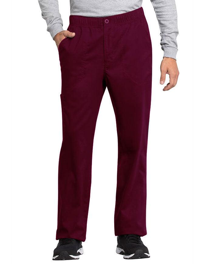 Cherokee Workwear Revolution Tech Men's Mid Rise Straight Leg Zip Fly Tall Pant - Wine