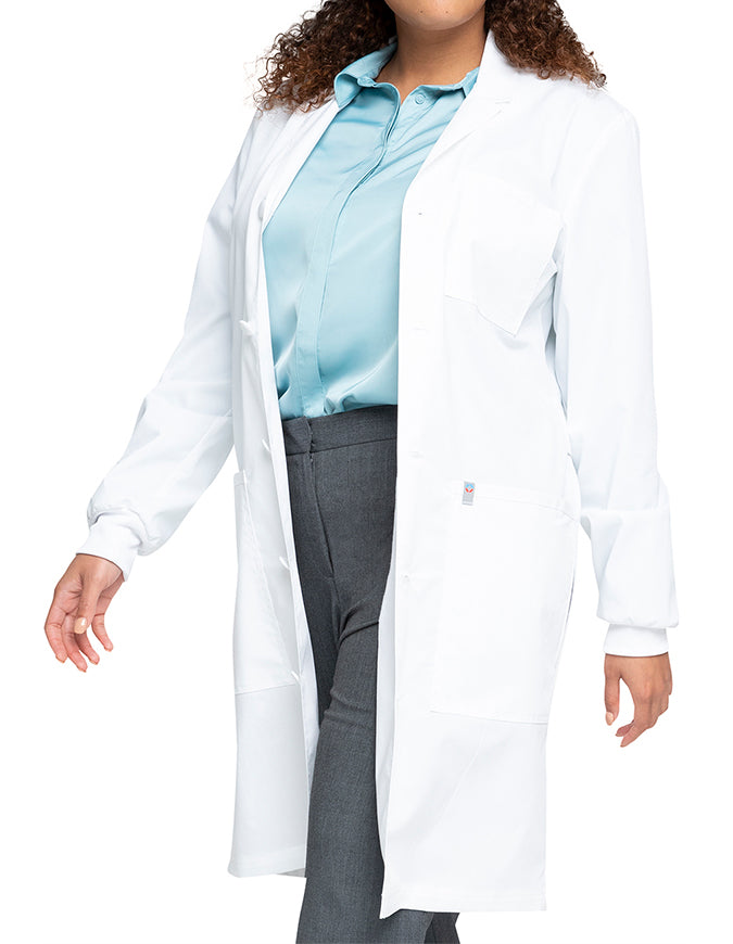 Cherokee Workwear Unisex Lab Coat with Adjustable Belt - White