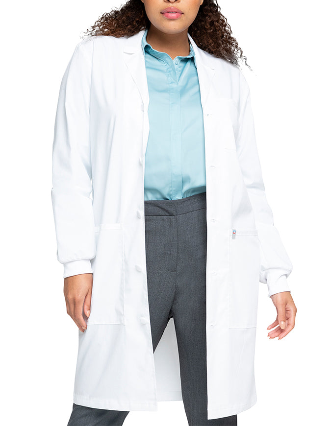 Cherokee Workwear Unisex Lab Coat with Adjustable Belt - White