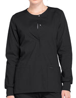 Cherokee Workwear Professionals Women's Snap Front Warm Up Jacket - Black