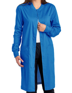 Cherokee Workwear Revolution Unisex 40 Inches Snap Front Lab Coat Royal