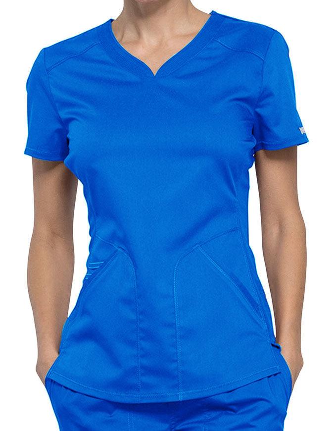 Cherokee Workwear Revolution Women's Soft Shaped V-Neck Top Royal