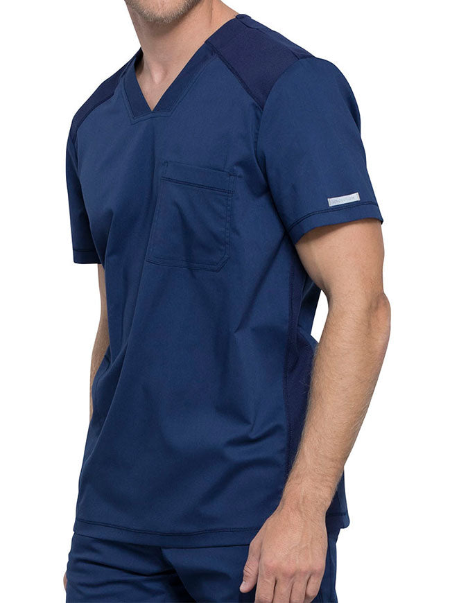 Cherokee Workwear Revolution Men's V-Neck Scrub Top - Navy