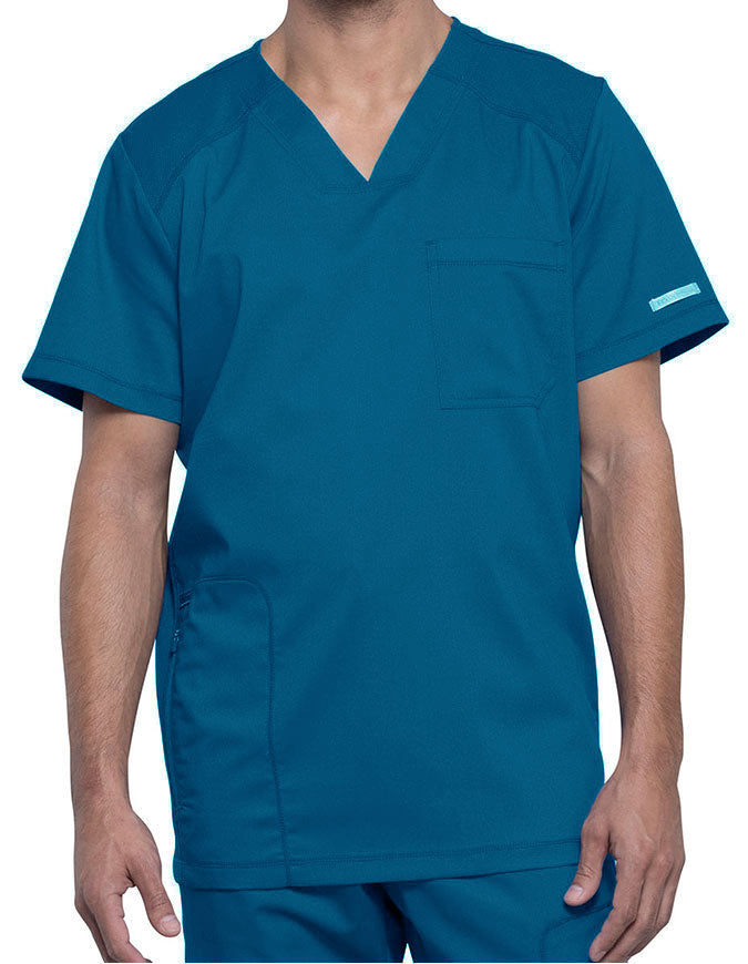 Cherokee Workwear Revolution Men's V-Neck Scrub Top - Caribbean Blue