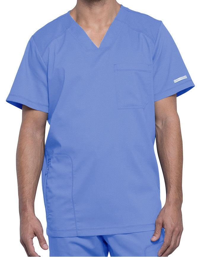 Cherokee Workwear Revolution Men's V-Neck Scrub Top - Ciel Blue