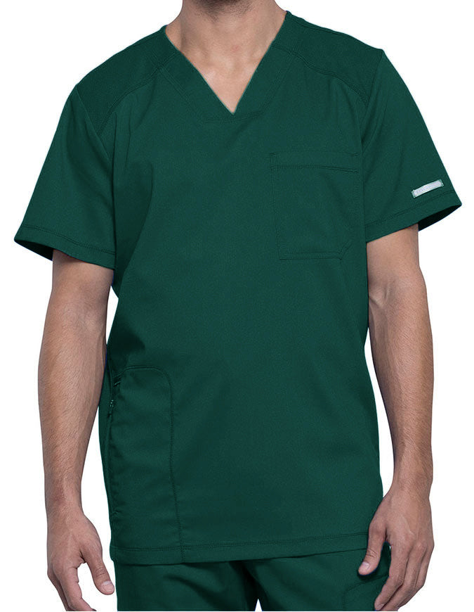 Cherokee Workwear Revolution Men's V-Neck Scrub Top - Hunter Green