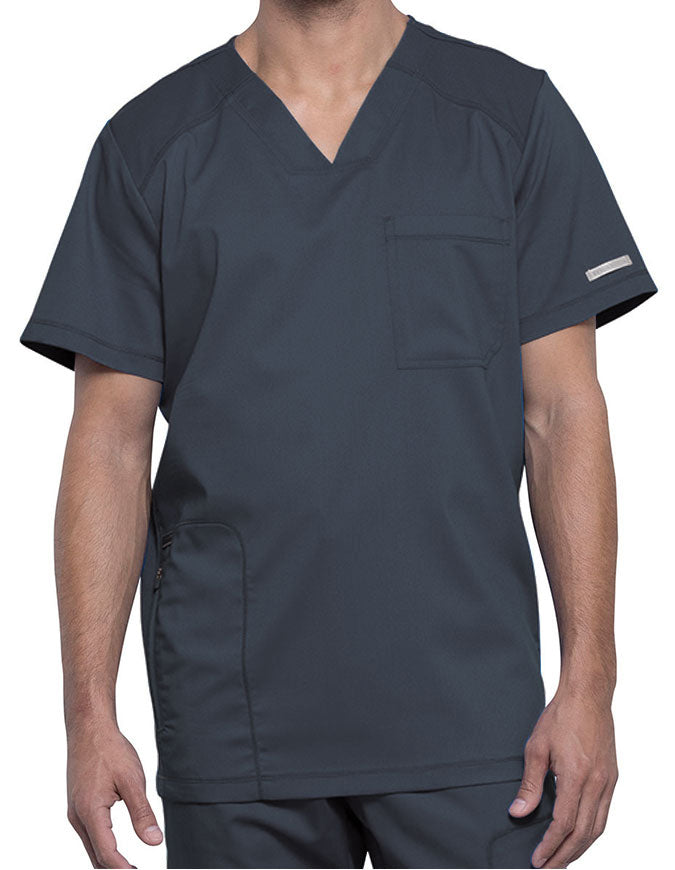 Cherokee Workwear Revolution Men's V-Neck Scrub Top - Pewter