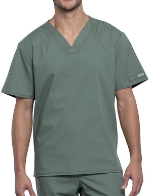 Cherokee Workwear Professionals Unisex Pocketless V-Neck Top - Olive