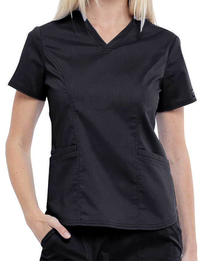 Cherokee Workwear Revolution Women's V-Neck Top - Black