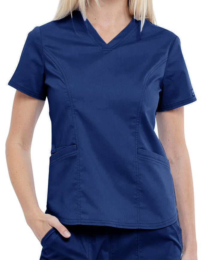 Cherokee Workwear Revolution Women's V-Neck Top - Navy