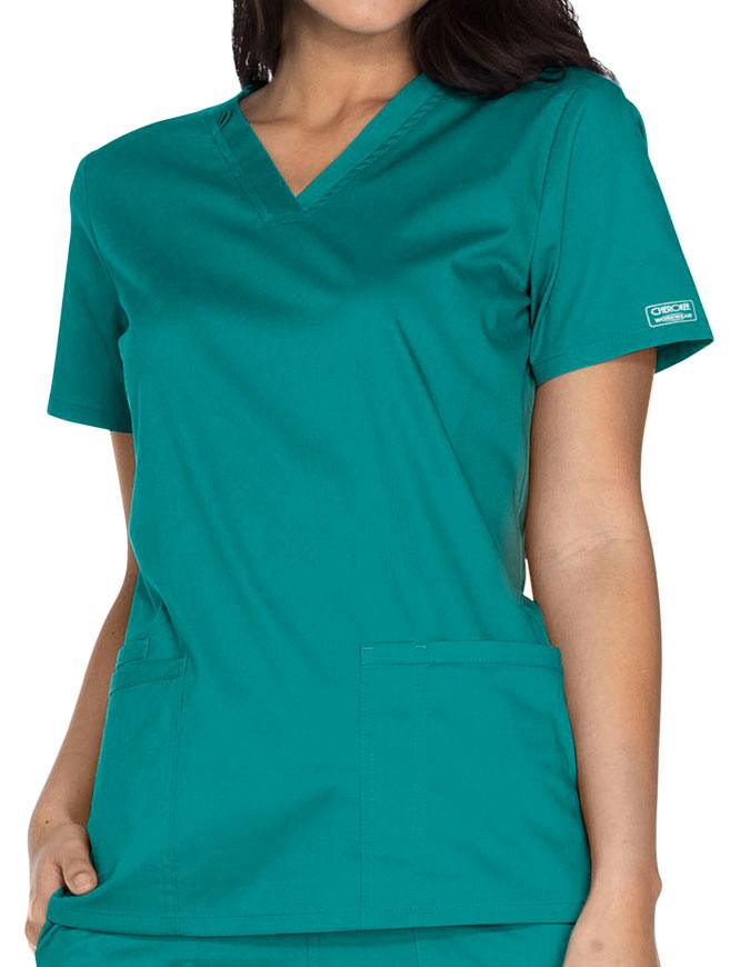 Cherokee Workwear Core Stretch Women's V-neck Basic Scrub Top - Hunter Green