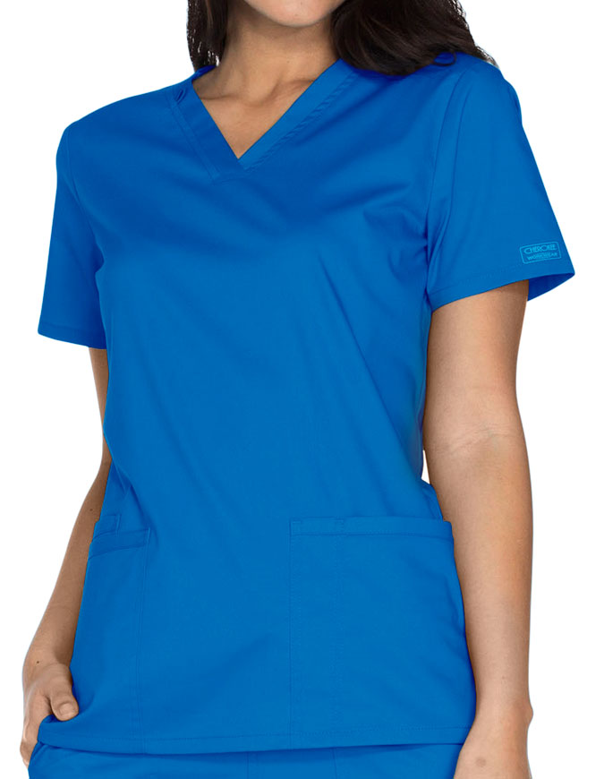 Cherokee Workwear Core Stretch Women's V-neck Basic Scrub Top - Royal