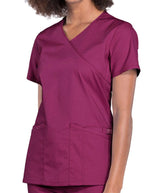 Cherokee Workwear Professionals Women's Mock Wrap Top Wine