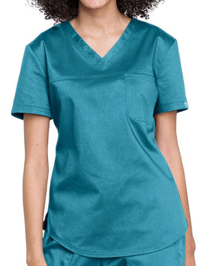 Cherokee Workwear Revolution Women's V-Neck O.R. Top Caribbean Blue