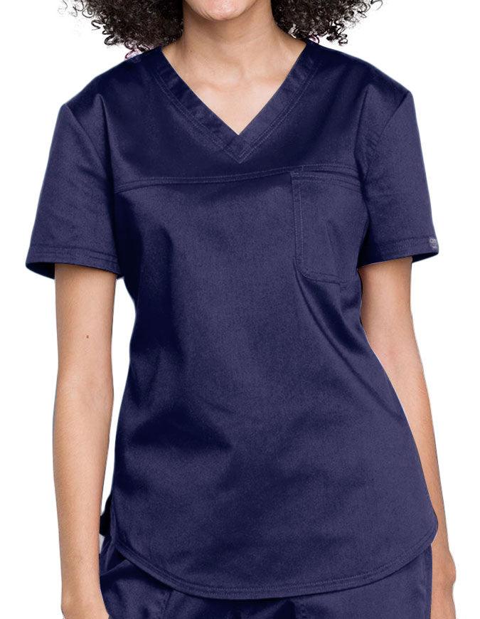 Cherokee Workwear Revolution Women's V-Neck O.R. Top Navy