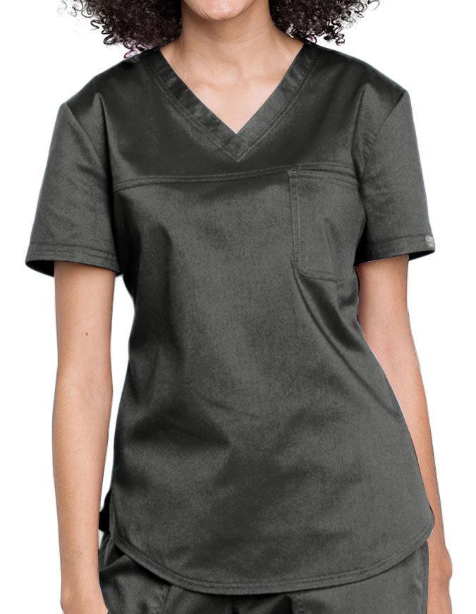 Cherokee Workwear Revolution Women's V-Neck O.R. Top Pewter