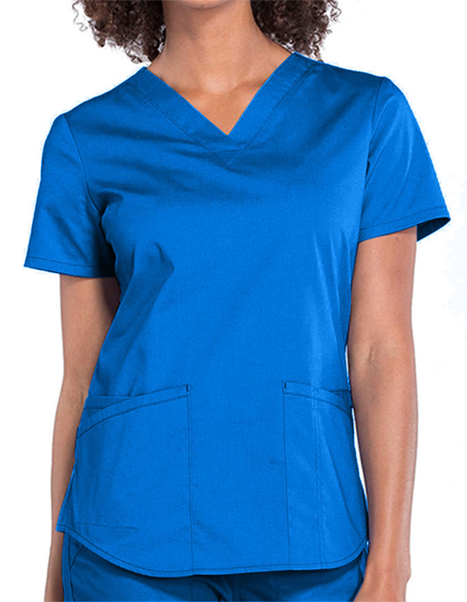 Cherokee Workwear Professionals V-neck Solid Top - Royal