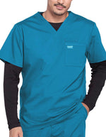 Cherokee Workwear Professionals Men's V-Neck Basic Scrubs Top - Caribbean Blue