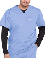 Cherokee Workwear Professionals Men's V-Neck Basic Scrubs Top - Ciel Blue