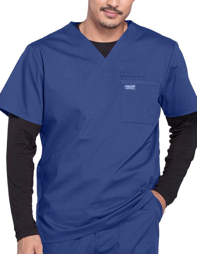 Cherokee Workwear Professionals Men's V-Neck Basic Scrubs Top - Navy