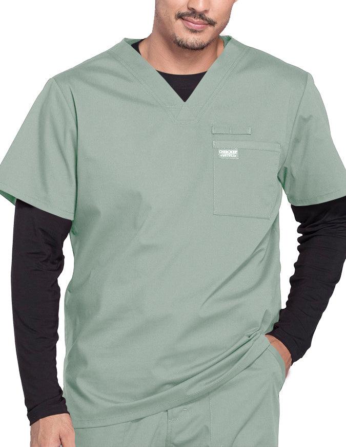 Cherokee Workwear Professionals Men's V-Neck Basic Scrubs Top - Olive