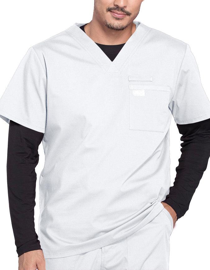 Cherokee Workwear Professionals Men's V-Neck Basic Scrubs Top - White