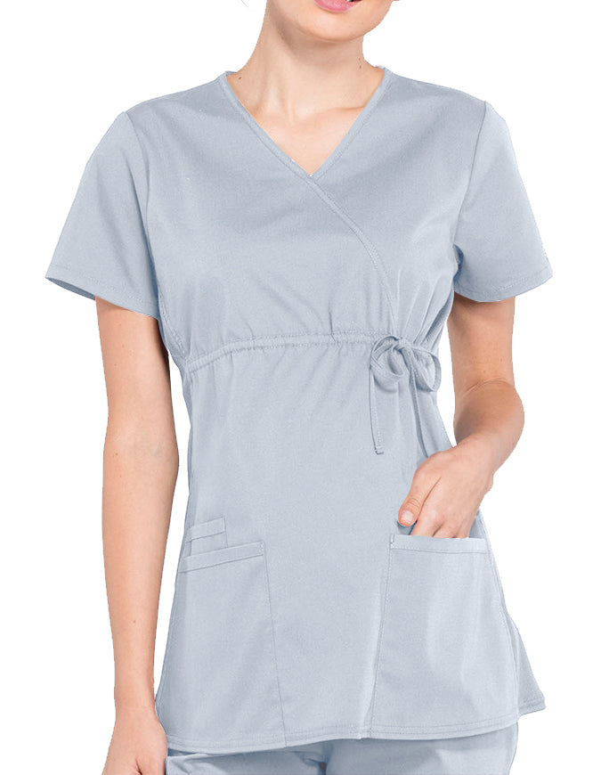 Cherokee Workwear Professionals Women's Maternity Mock Wrap Grey