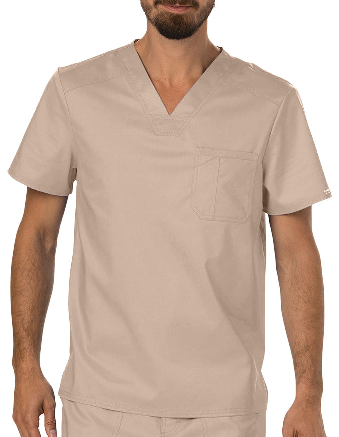 Cherokee Workwear Revolution Men's V-Neck Top Khaki