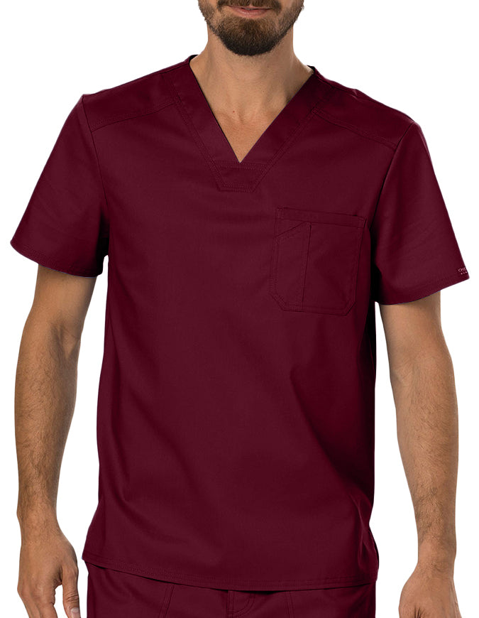 Cherokee Workwear Revolution Men's V-Neck Top Wine