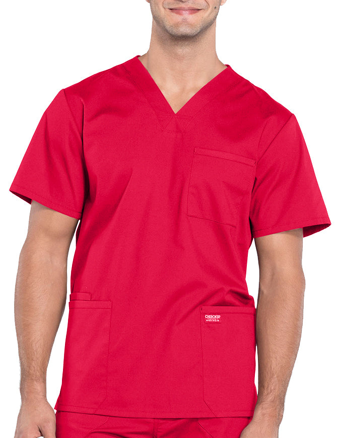 Cherokee Workwear Professionals Men's V-Neck Tall Basic Top - Red