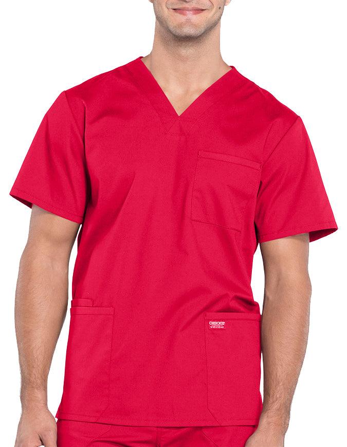 Cherokee Workwear Professionals Men's V-Neck Basic Top red