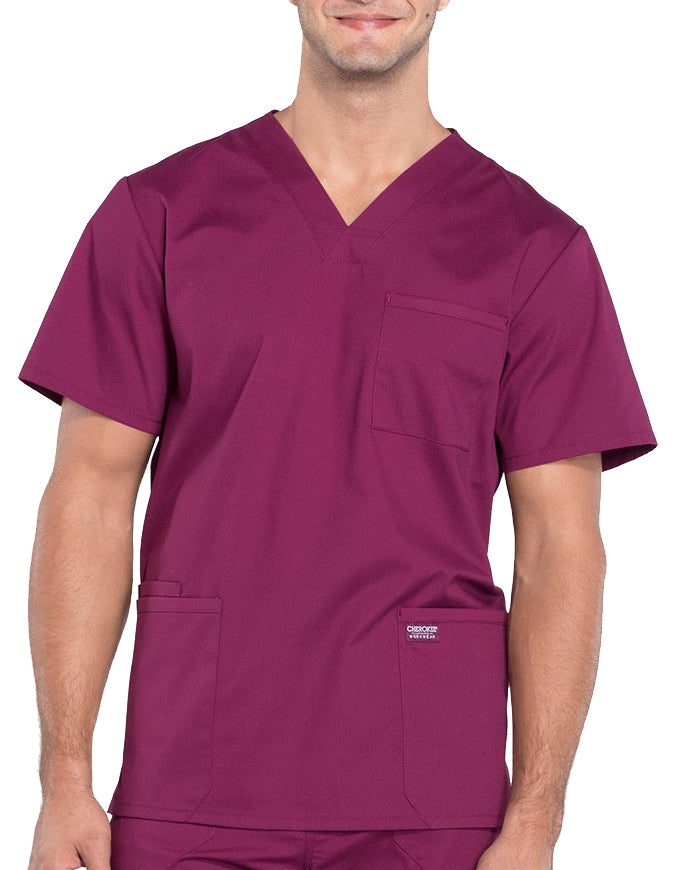 Cherokee Workwear Professionals Men's V-Neck Tall Basic Top - Wine