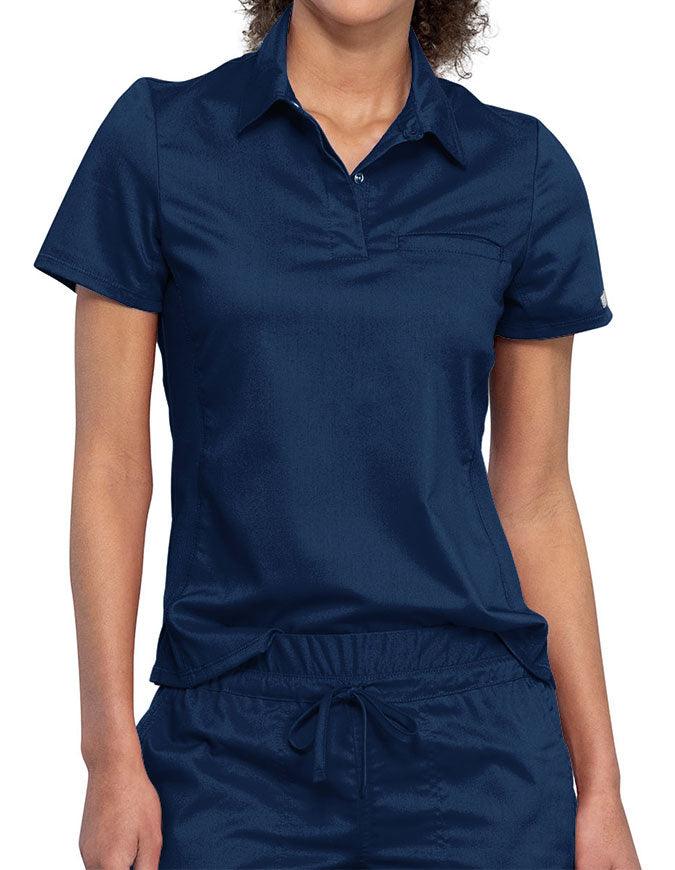 Cherokee Workwear Revolution Women's Snap Front Polo Shirt - Navy