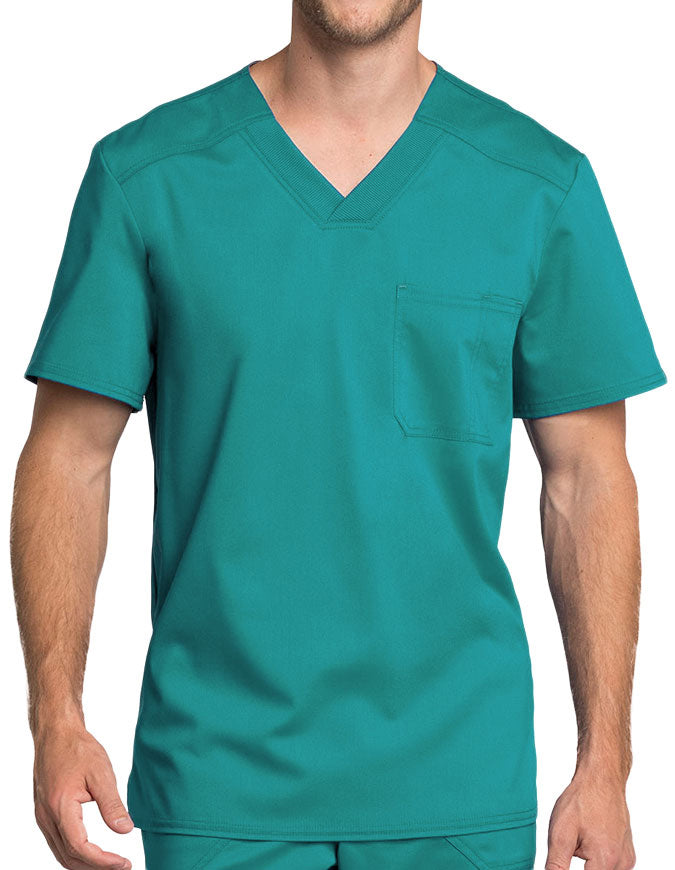 Cherokee Workwear Revolution Tech Men's V-Neck Top  -  Teal  blue