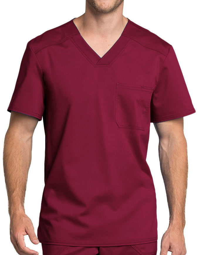 Cherokee Workwear Revolution Tech Men's V-Neck Top - Wine