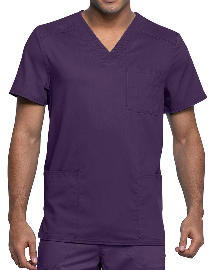 Cherokee Workwear Revolution Tech Men's 3 Pocket V-Neck Top - Eggplant   