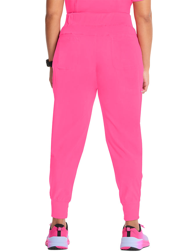 Cherokee Infinity Women's Knit Waistband Mid Rise Tapered Leg Jogger Pant Carmine Pink