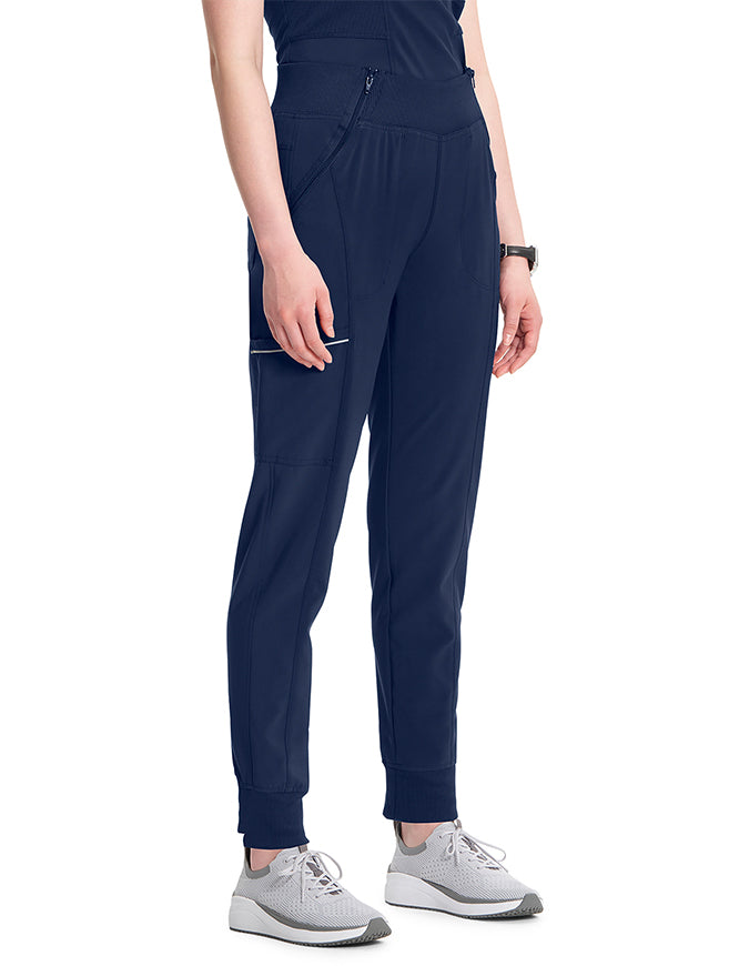 Cherokee Infinity Women's Knit Waistband Mid Rise Tapered Leg Jogger - Navy