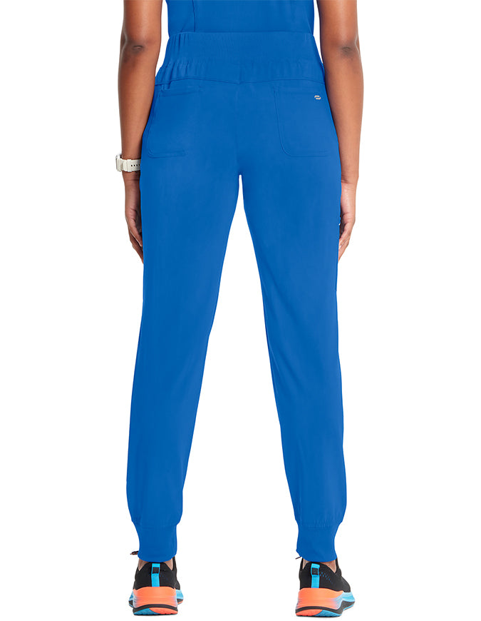 Cherokee Infinity Women's Knit Waistband Mid Rise Tapered Leg Jogger - Royal