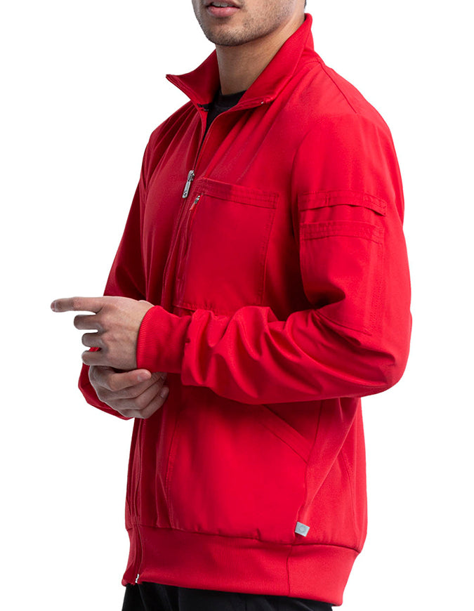 Cherokee Infinity Men's Zip Front Warm-Up Scrub Jacket - RED