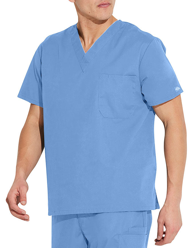 Dickies EDS Signature Unisex V-Neck Scrub Top - Ceil Blue