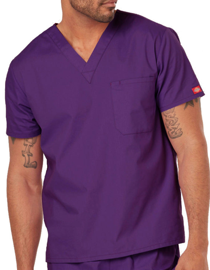 Dickies EDS Signature Unisex V-Neck Scrub Top - Eggplant