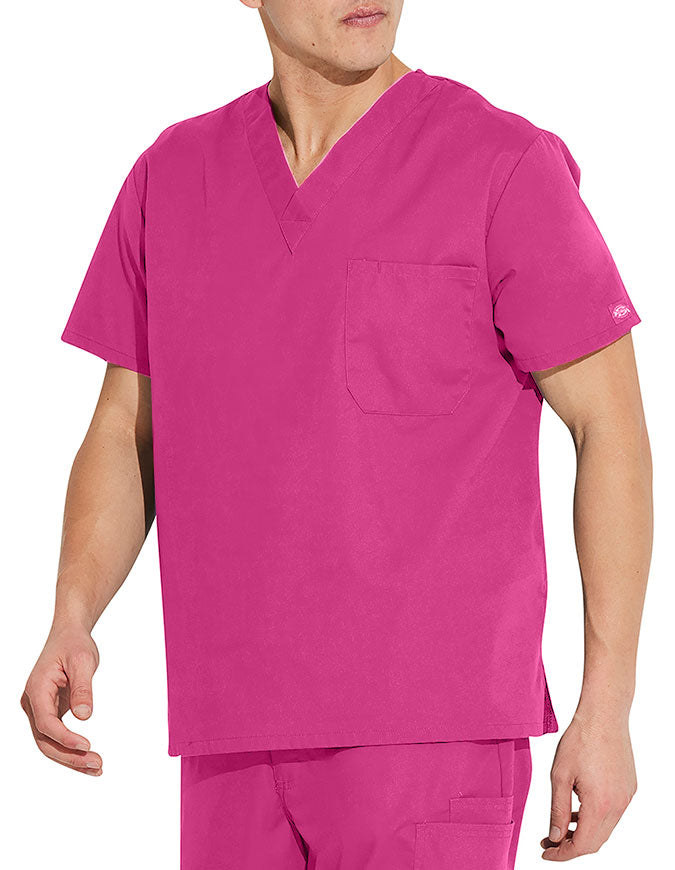 Dickies EDS Signature Unisex V-Neck Scrub Top - Hot Pink