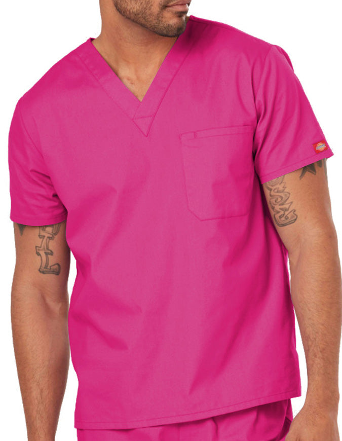 Dickies EDS Signature Unisex V-Neck Scrub Top - Hot Pink