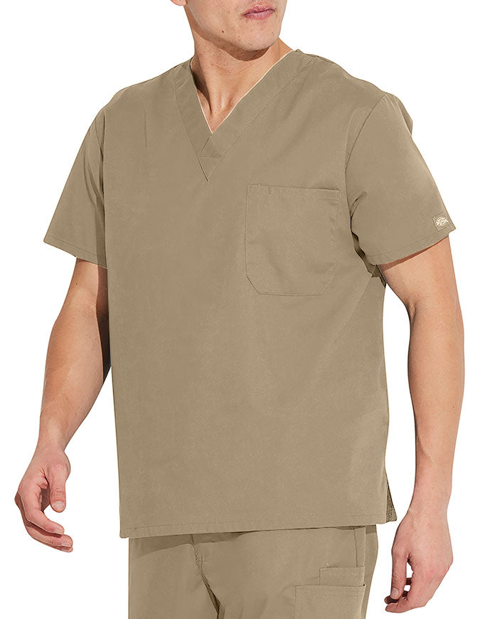 Dickies EDS Signature Unisex V-Neck Scrub Top - Dark Khaki