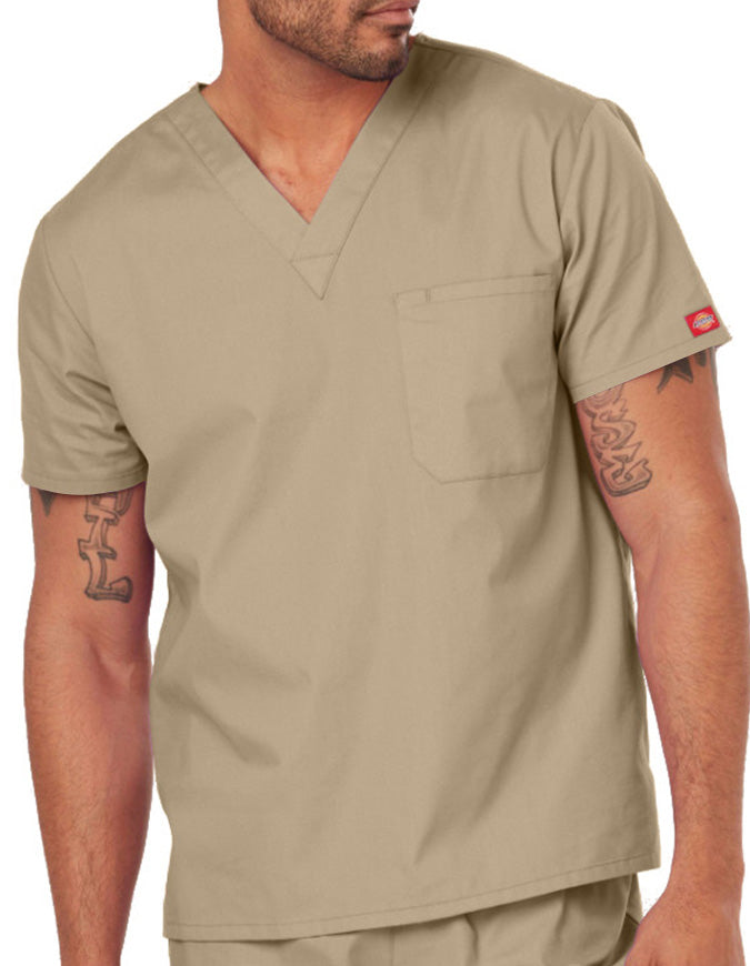 Dickies EDS Signature Unisex V-Neck Scrub Top - Dark Khaki