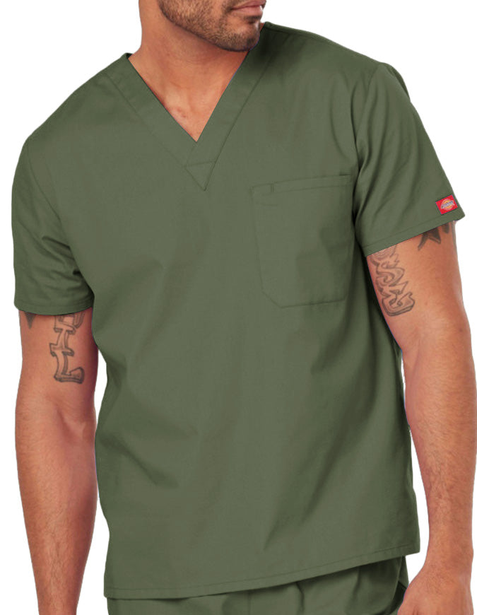 Dickies EDS Signature Unisex V-Neck Scrub Top - Olive