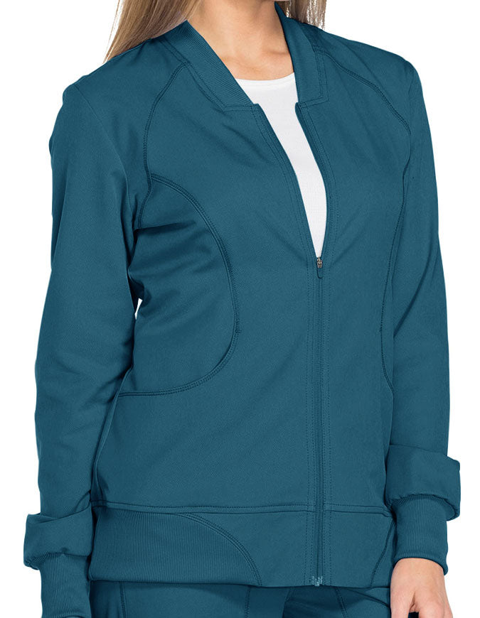 Dickies Dynamix 25.5 Inch Women's Zip Front Warm-up Jacket - Caribbean Blue